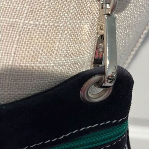 Amica Italian Suede Crossbody Body Black with Multi colored Zippers NWOT - Picture 7 of 8